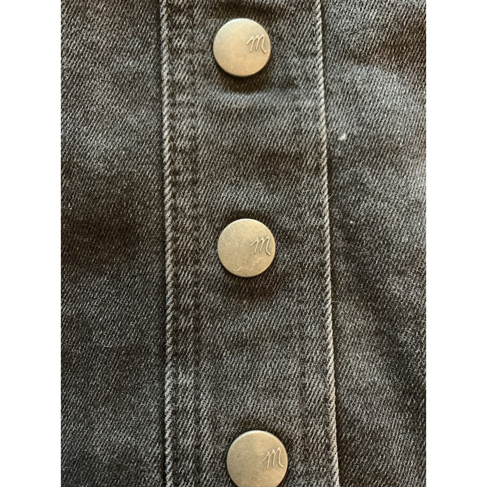 Madewell Button Front Skirt Women 2 Black Denim A-Line Mini H2310 Casual Classic - Picture 6 of 10